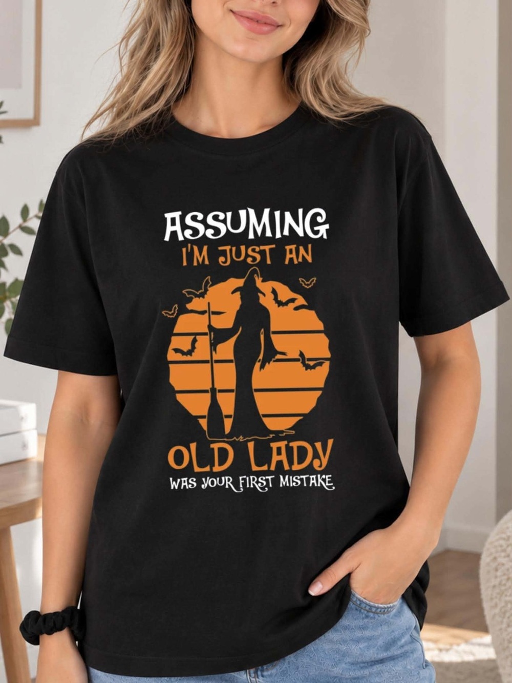 Black Halloween Graphic Tee, Funny Women T-Shirt